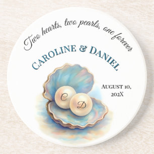 Beach Wedding Pearls Shell Elegant Ocean Theme  Gi Coaster