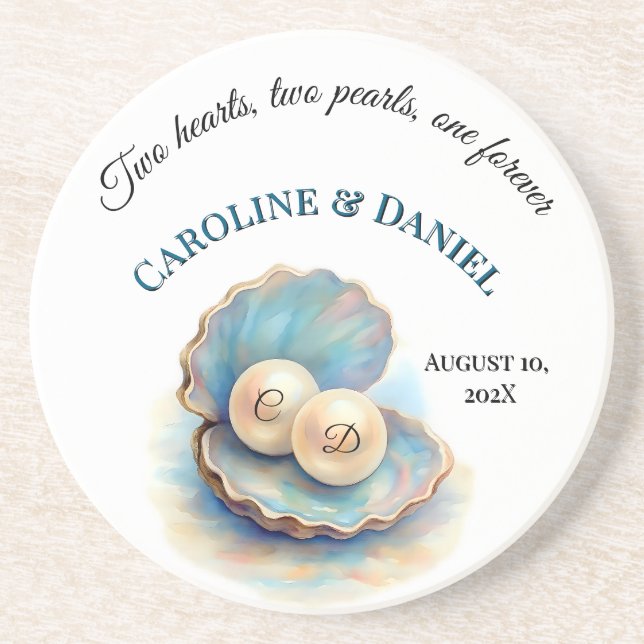 Beach Wedding Pearls Shell Elegant Ocean Theme  Gi Coaster (Front)