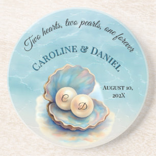 Beach Wedding Pearls Shell Elegant Ocean Theme Gi Coaster
