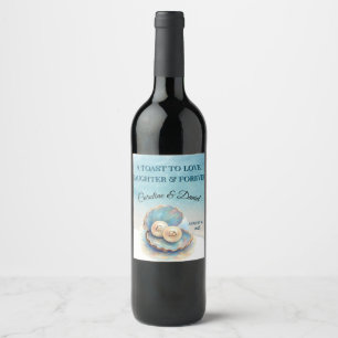 Beach Wedding Pearls Shell Elegant Ocean Theme Gi Wine Label