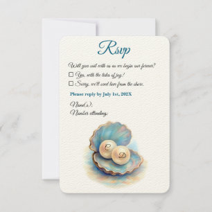 Beach Wedding Pearls Shell Elegant Ocean Theme RSVP Card