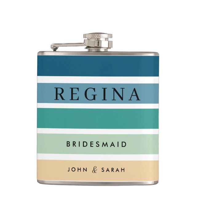 Beach Wedding Personalised Bridesmaid Hip Flask (Front)