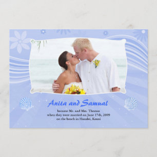 Beach Wedding Photo Flat Card Announcement