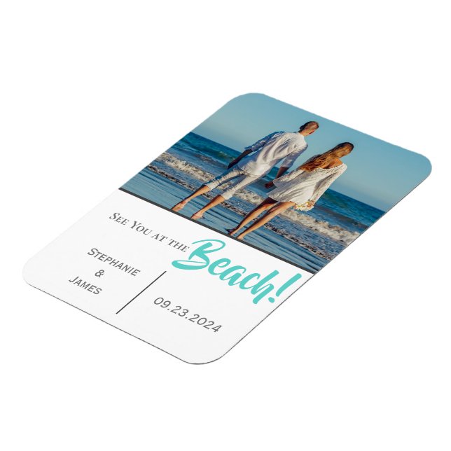 Beach Wedding Photo Script Save the Date Magnet (Left Side)