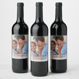Beach Wedding Photo Thank You Favour Wine Label