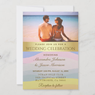 Beach Wedding Photo Watercolor Invite