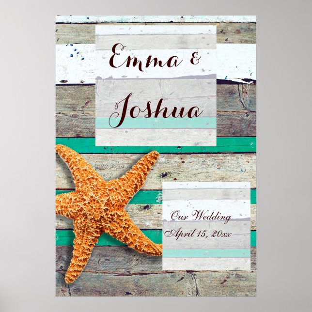Beach Wedding Poster Reception Decoration (Front)