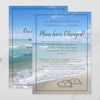 Beach Wedding Postponed Cancelled Postponement Invitation