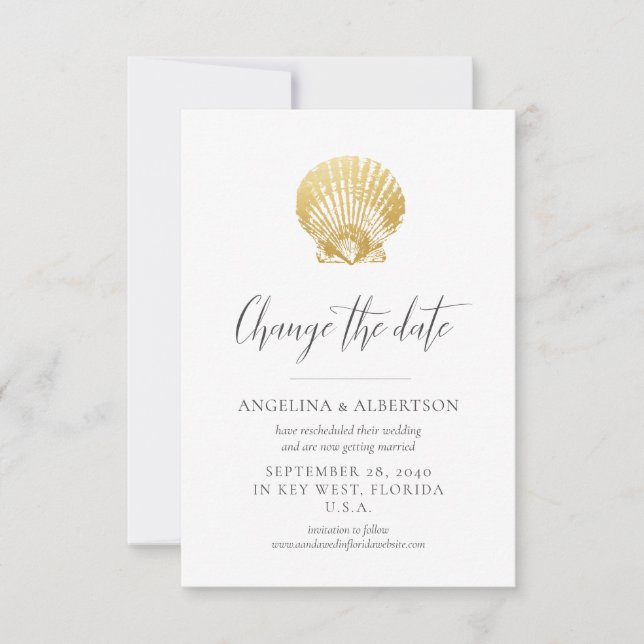 Beach Wedding Postponement Change the Date Card (Front)