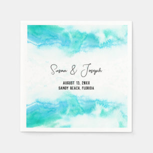 Beach Wedding Program Blue Waves  Napkin