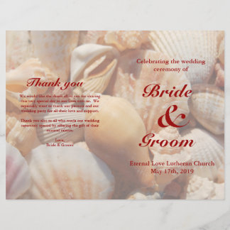 Beach Wedding Program:  Multicolored Seashell 2