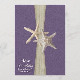 Beach Wedding Purple Starfish Invitation