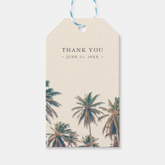 Beach Wedding Reception Palm Tree Personalised Gift Tags (Front)
