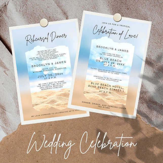 Beach Wedding Rehearsal Dinner Invitation (Creator Uploaded)