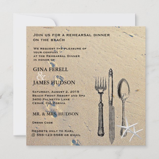 Beach Wedding Rehearsal Dinner Invitation (Front)