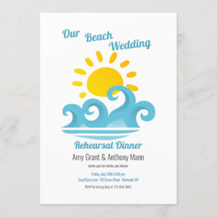 Beach Wedding Rehearsal Dinner Party Invitation