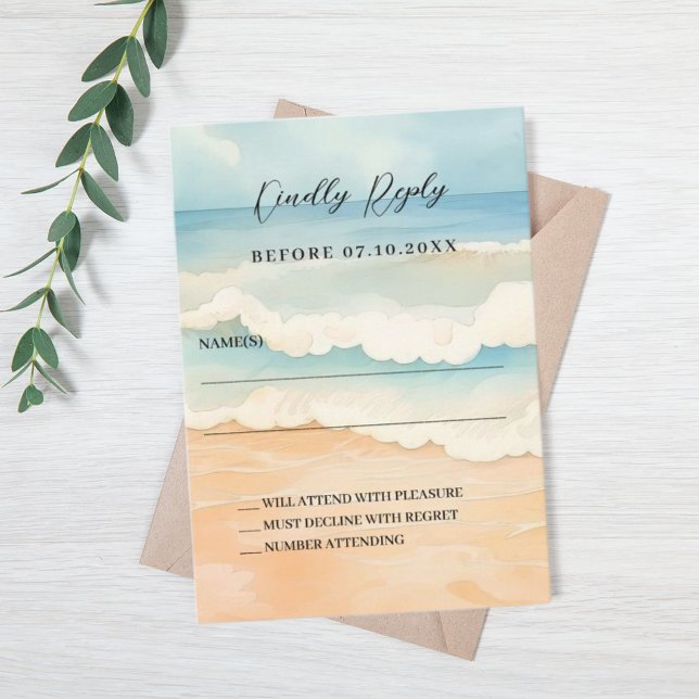 Beach wedding response RSVP Card (Creator Uploaded)
