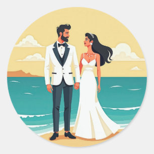 Beach Wedding Romance Sticker