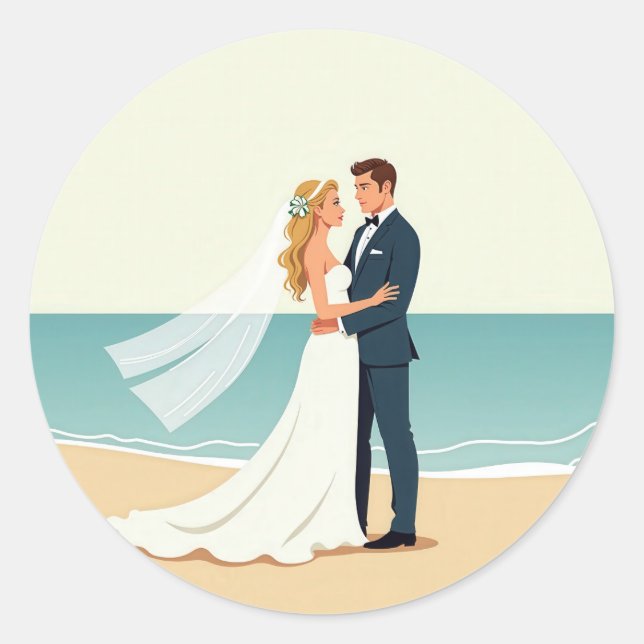Beach Wedding Romance Stickers (Front)