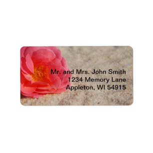 Beach Wedding Rose on Sand Label