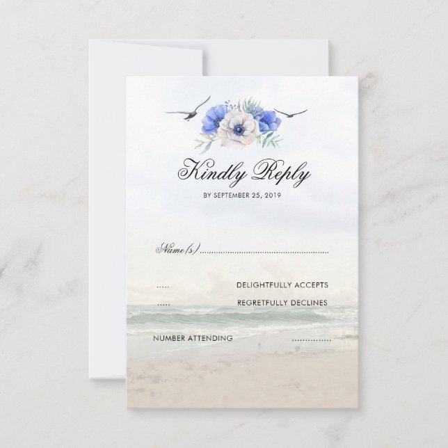 Beach Wedding RSVP Card (Front)