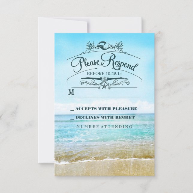 Beach wedding RSVP card (Front)