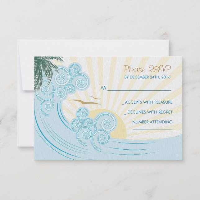 Beach wedding RSVP cards (Front)