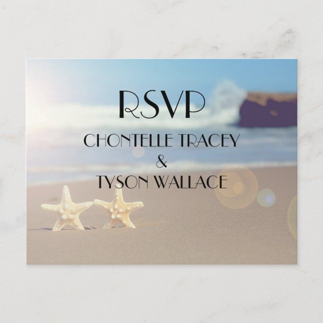 beach wedding rsvp postcard (Front)