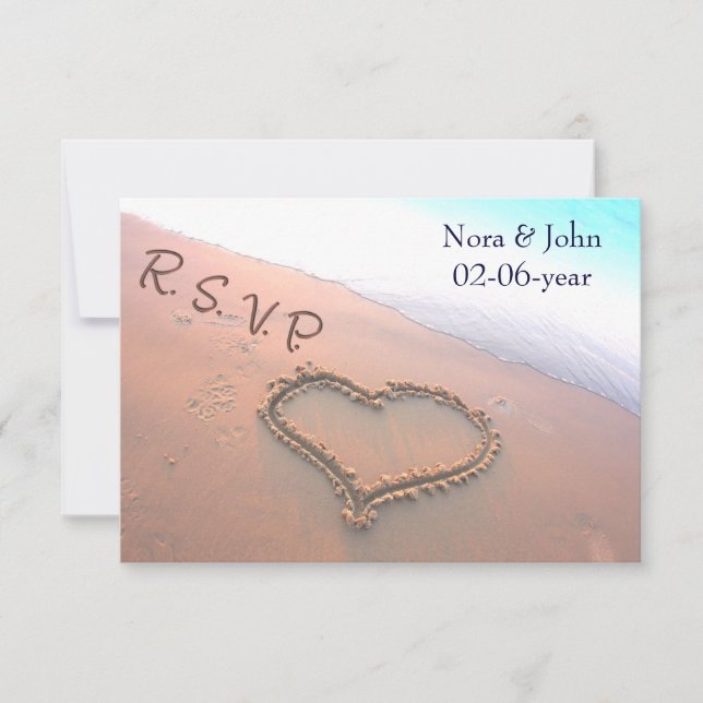 beach wedding RSVP standard 3.5 x 5 Card (Front)