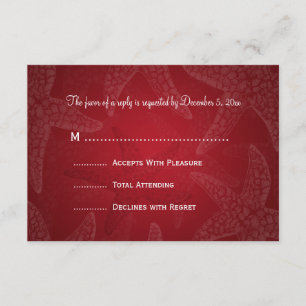 Beach Wedding RSVP Starfish Red Card