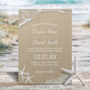 Beach Wedding Rustic Baby's Breath & Starfish Invitation