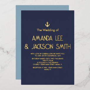 Beach Wedding Sailor Gold Anchor Wedding Blue Tone