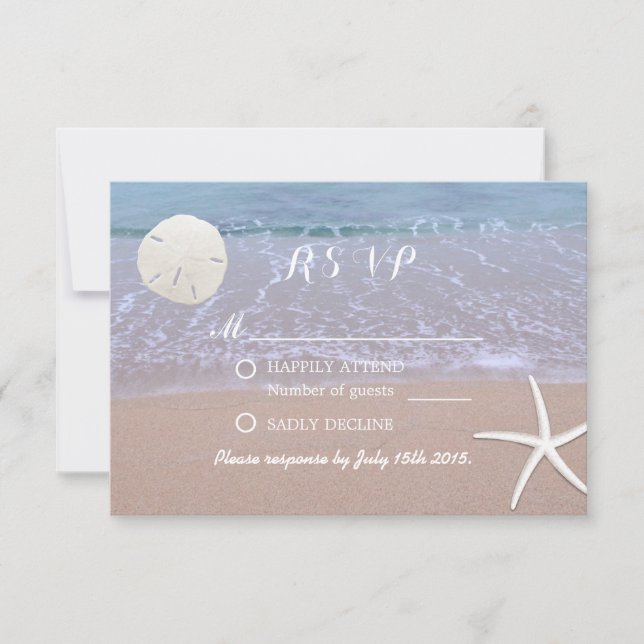 Beach Wedding Sand Dollar & Starfish Response (Front)