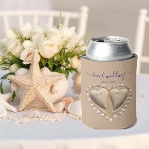 Beach Wedding Sand Hearts Can Cooler