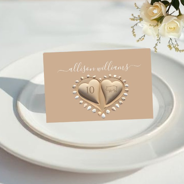 Beach Wedding Sand Hearts-Place Cards-Meal Icons Table Number (Beach Wedding Sand Hearts-Place Cards-Meal Icons Table Number )