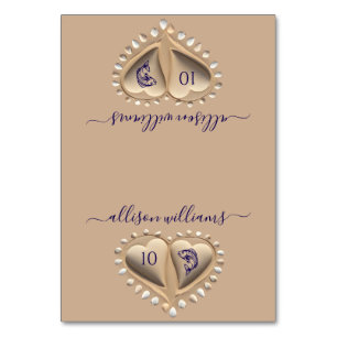 Beach Wedding Sand Hearts-Place Cards-Meal Icons Table Number