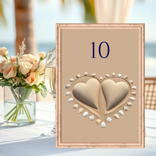 Beach Wedding Sand Hearts- Table Number (Beach Wedding Sand Hearts- Table Number )