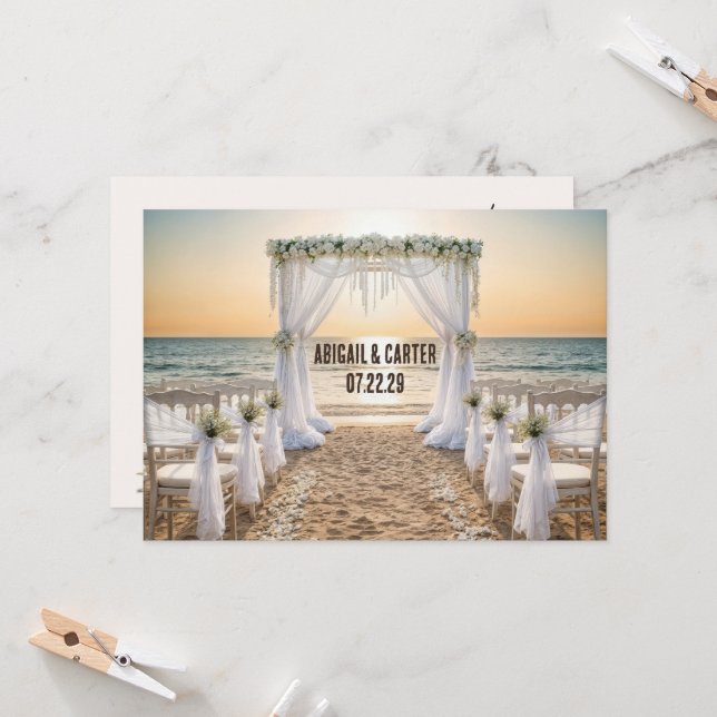 Beach Wedding Save the Date Card (Front/Back In Situ)