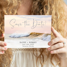BEACH WEDDING SAVE THE DATE CARD | OCEAN SUNSET
