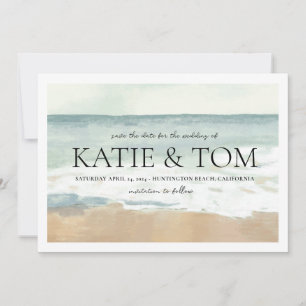 Beach Wedding Save the Date Oceanfront Wedding Invitation