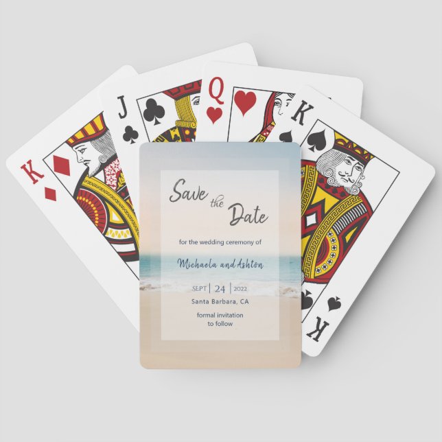 Beach Wedding Save the Date  Playing Cards (Back)