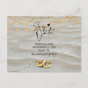 Beach wedding save the date postcard