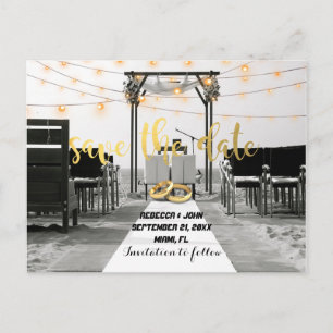 Beach wedding save the date postcard