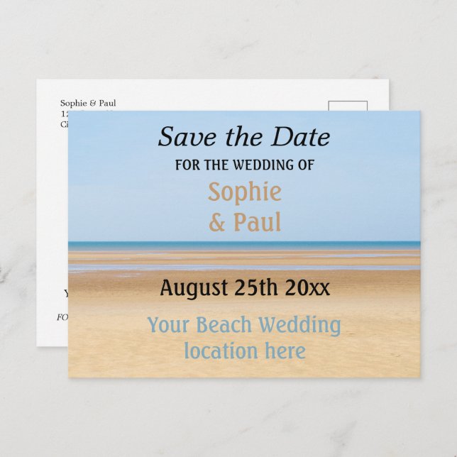 Beach Wedding Save the Date Postcard (Front/Back)