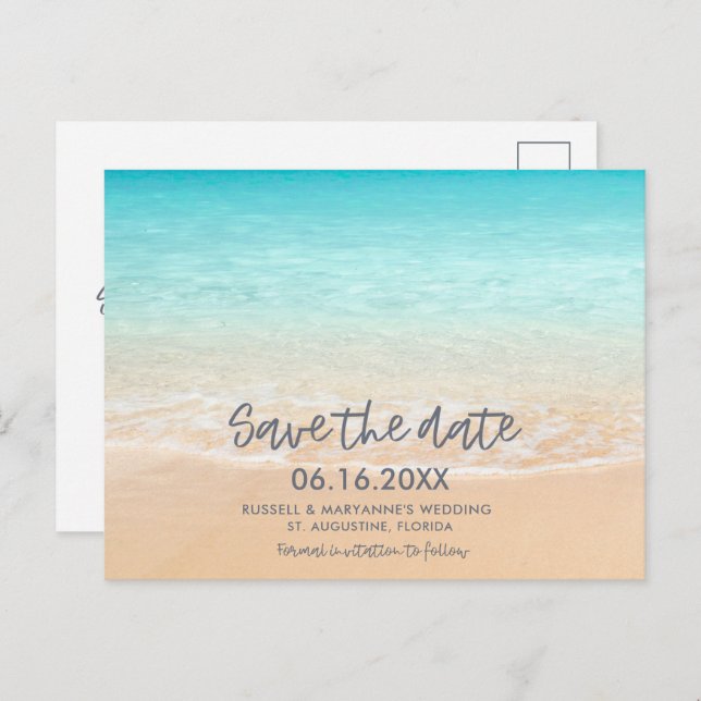 Beach Wedding Save the Date Postcard (Front/Back)