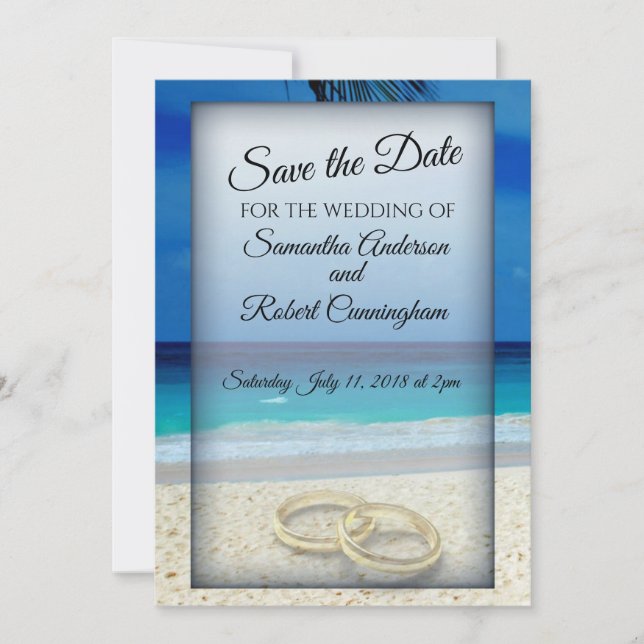 Beach Wedding Save The Date Postcard (Front)