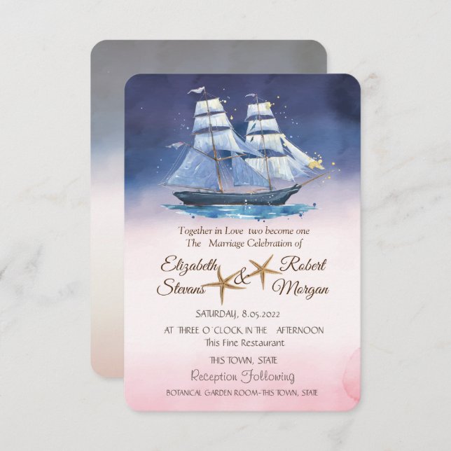Beach Wedding Sea stars String Lights  Invitation (Front/Back)