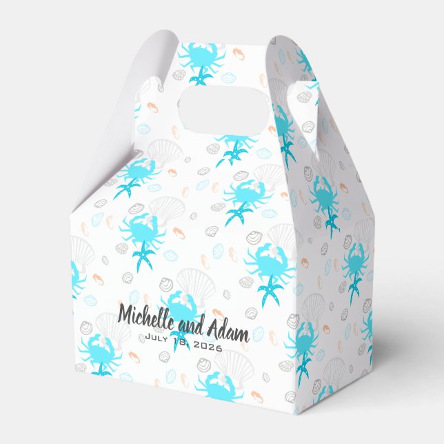 Beach Wedding Seashell Personalised Favour Boxes (Front Side)