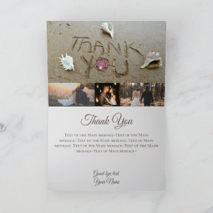 Beach Wedding Seashell photo collage Thank you Card