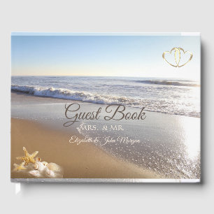 Beach Wedding Seashell String Lights Guest Book
